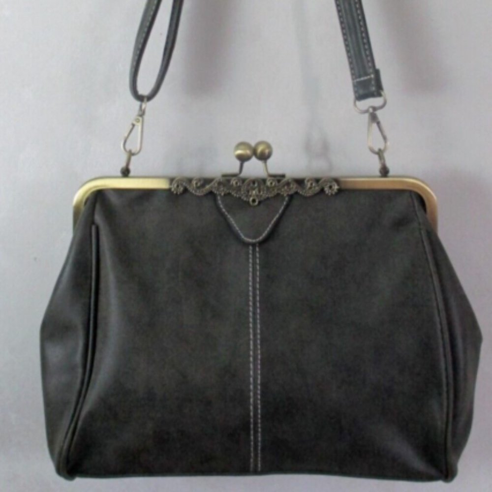 Boho Retro Shoulder Bag Clasp Closure Purse Steampunk Victorian Green Crossbody